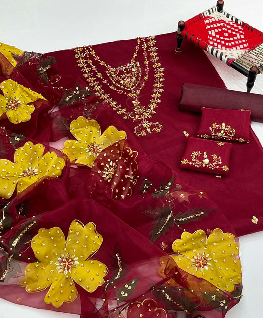 3 PIECE - HAAR GALA BURSH PAINT SUIT. (UNSTITCHED) (#10037)