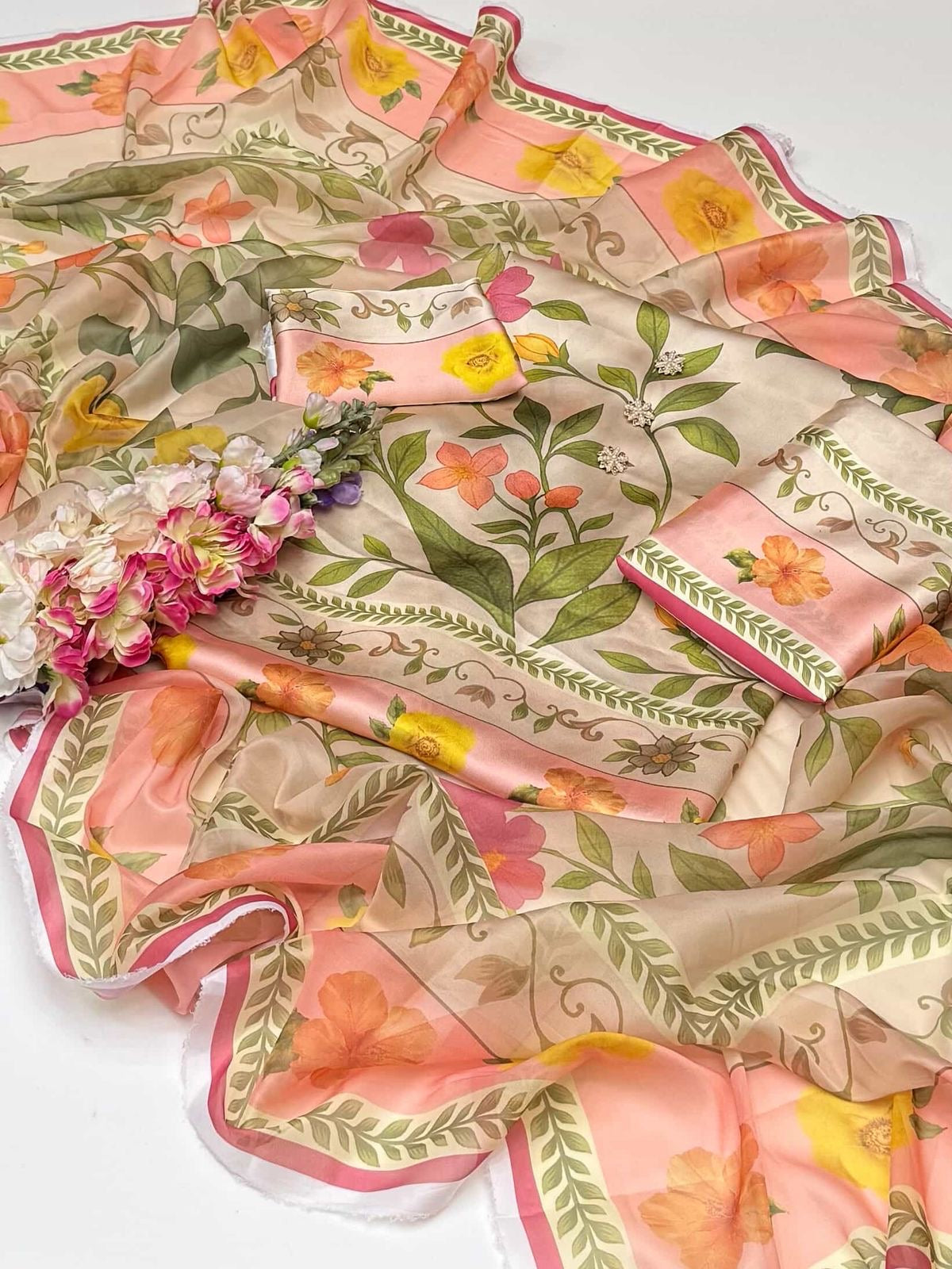 Digital print shamoz silk 3pc dress