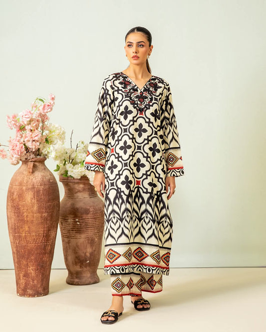 Digital Print Applick Style 3pc Dress 👗