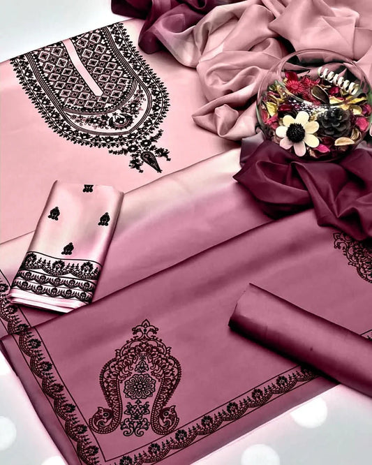 3 PIECE - SHAMZOE SILK DIGITAL PRINT SUIT (UNSTITCHED) (Ajwa15114)