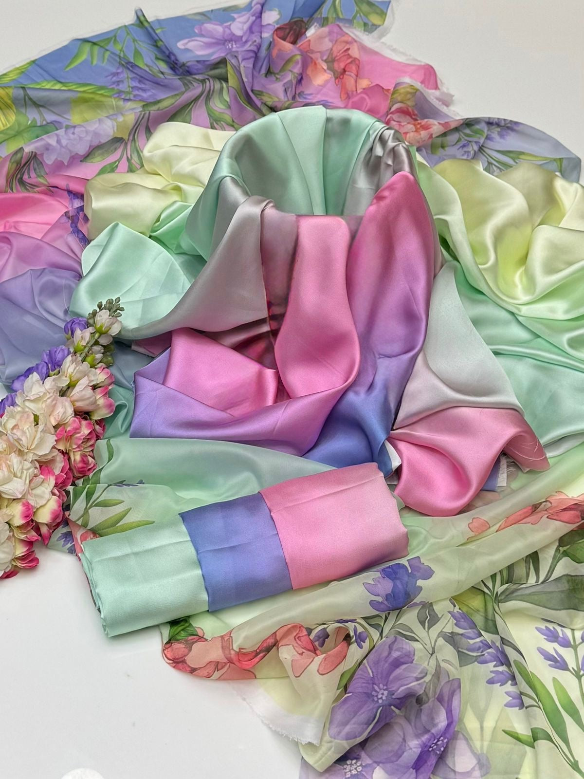 3 PIECE - SHAMOZ SILK SUIT                      (tye & dye) (Ajwa15150)
