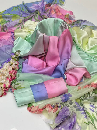 3 PIECE - SHAMOZ SILK SUIT                      (tye & dye) (Ajwa15150)
