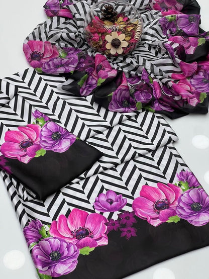 3 PIECE -SHAMOZ SILK SUIT            (digital print) (Ajwa15143)
