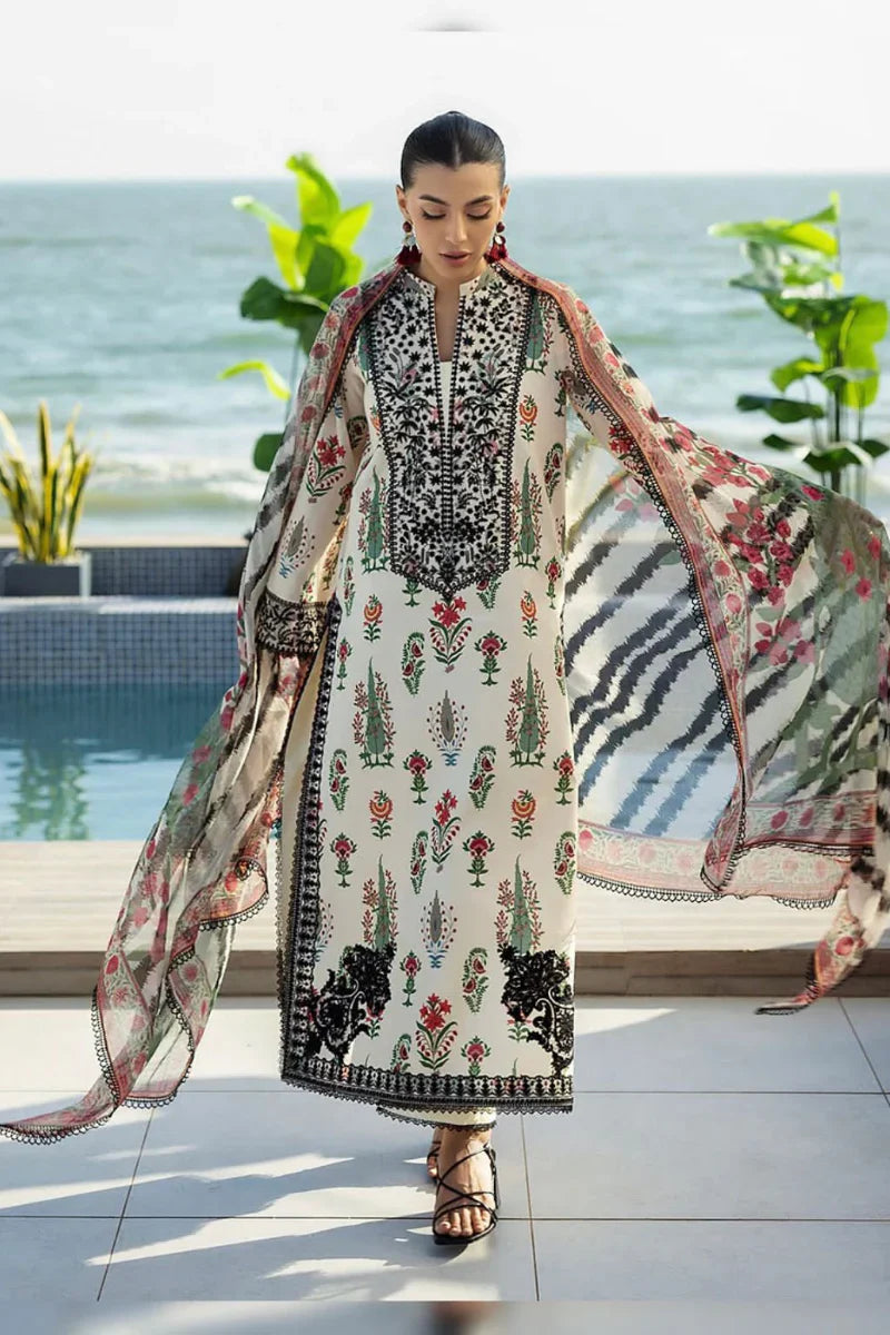 3 PIECE - SHAMOZE SILK DIGITAL PRINT SUIT (UNSTITCHED)  (Ajwa15113)