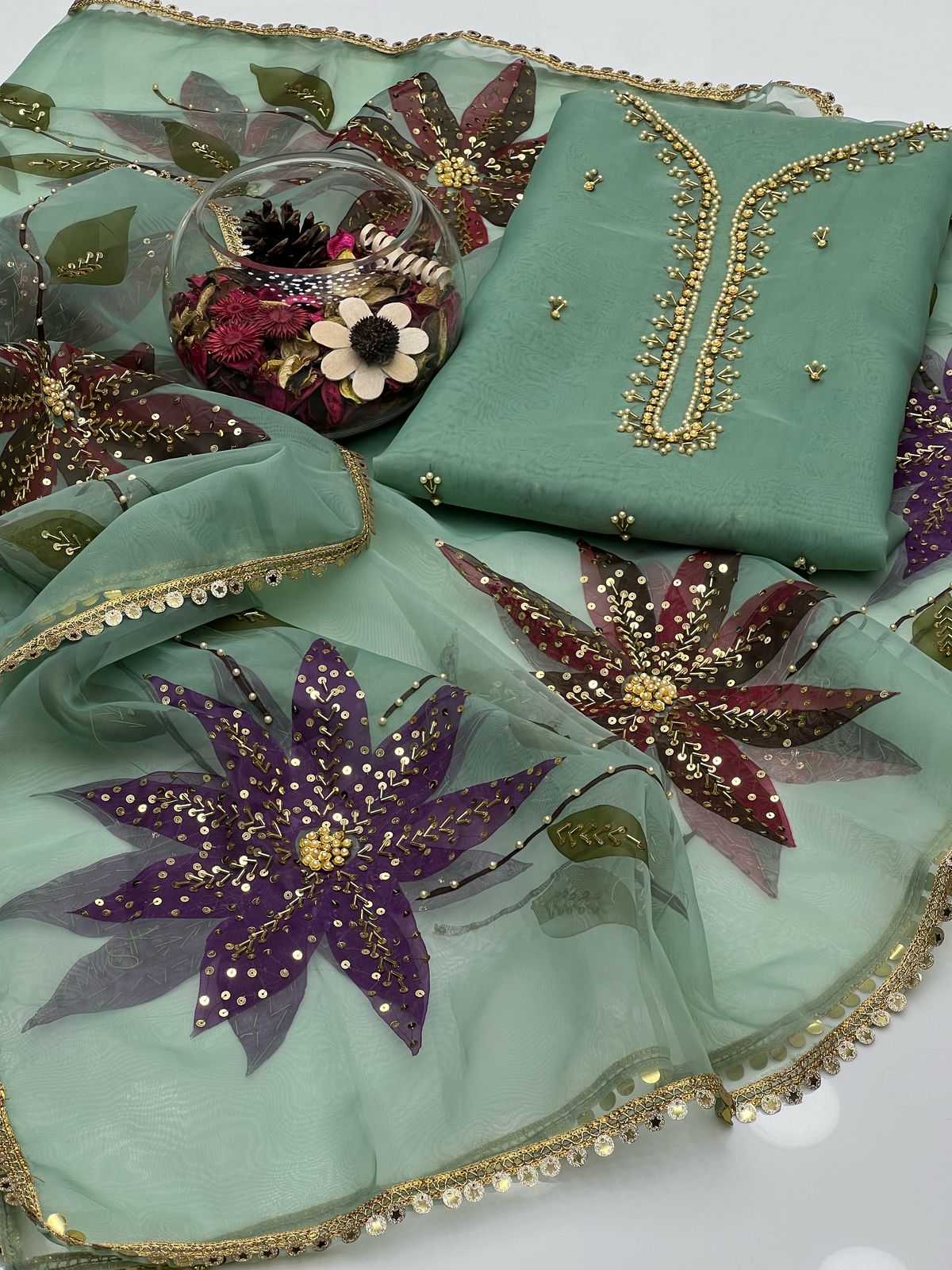 3 piece beautiful & Stunning handwork Stones And beads work