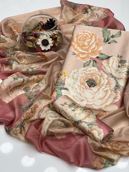 3 PIECE- SHAMOZ SILK SUIT              (Digital print) (Ajwa15151)