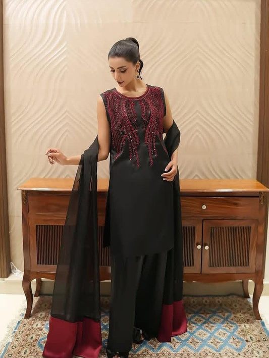 Handmade Organza 3pc dress (Ajwa15157)