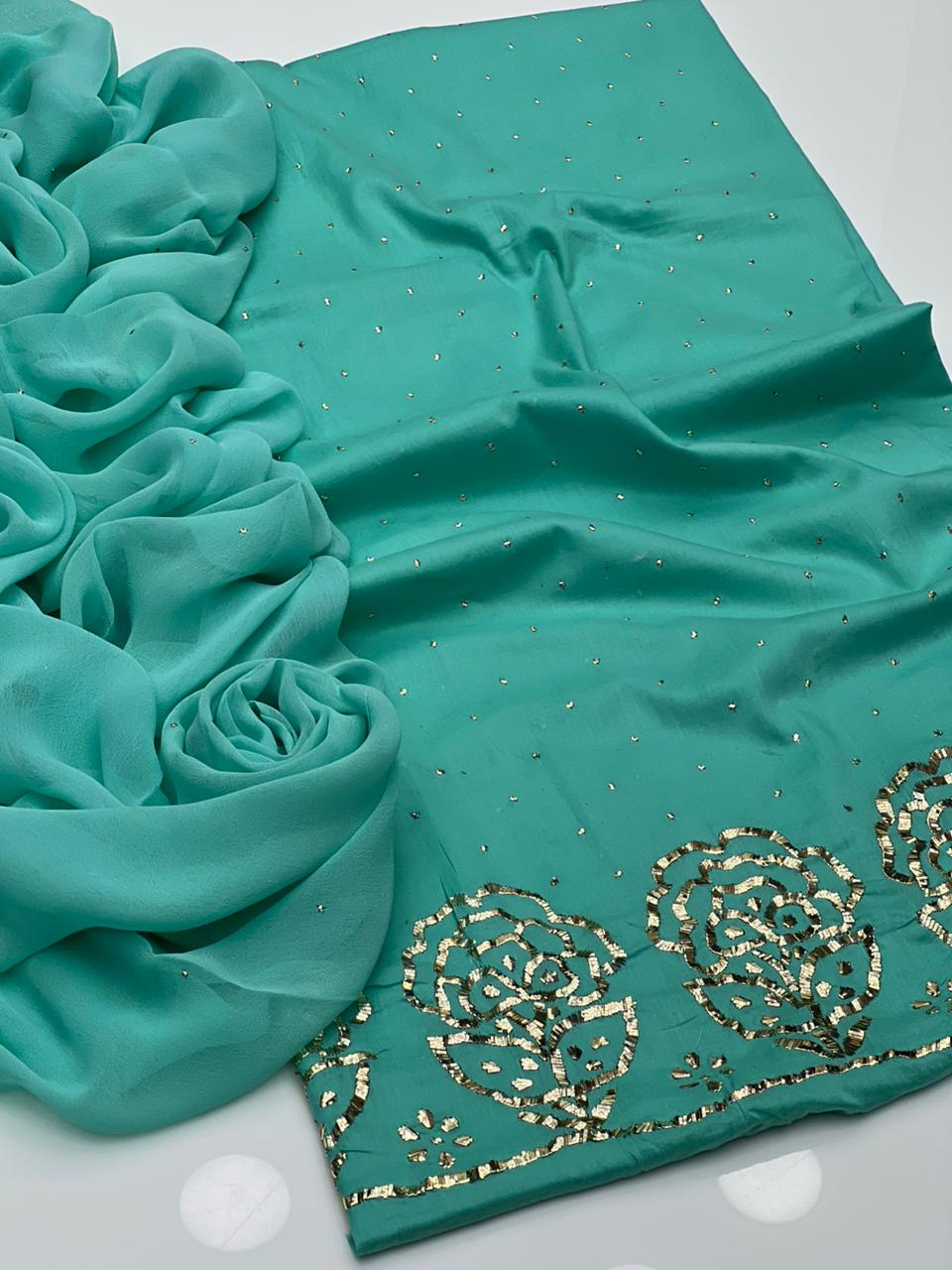 Pure Lawn indian Mukesh 3pc dress