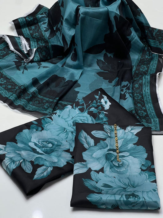 3 PIECE - SHAMZOE SILK DIGITAL PRINT SUIT (UNSTITCHED) (Ajwa10200)