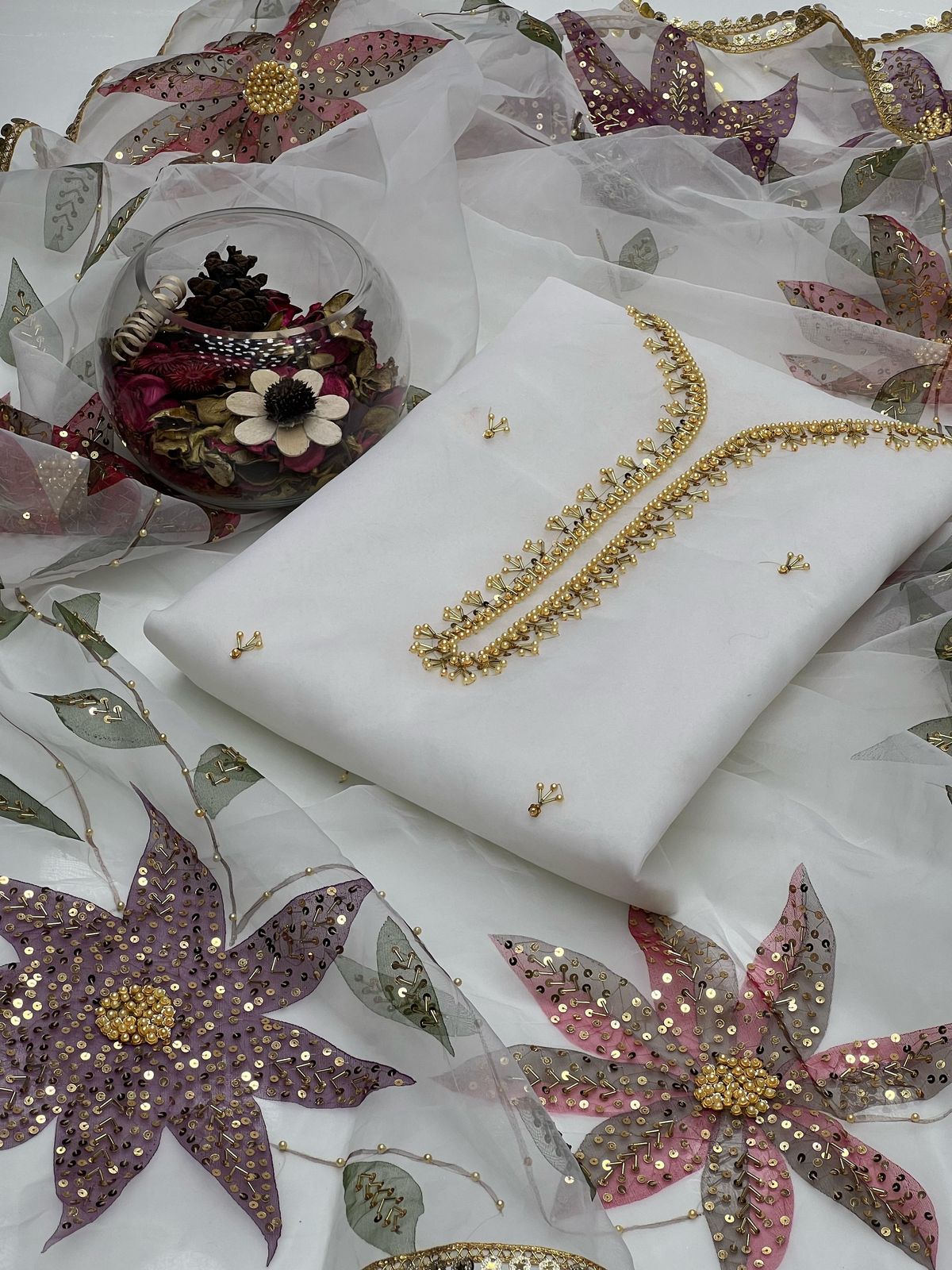 3 piece beautiful & Stunning handwork Stones And beads work