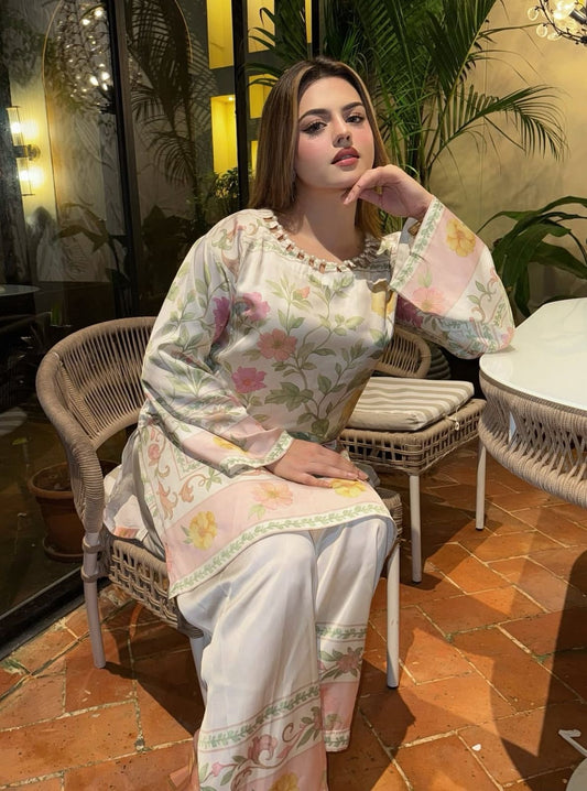 Digital print shamoz silk 3pc dress