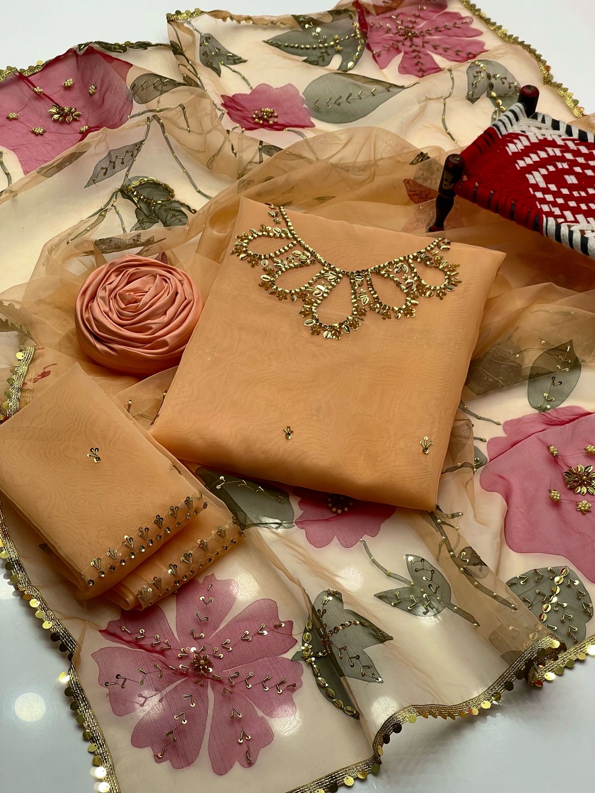 Organza Bursh Paint 3pc Dress 👗