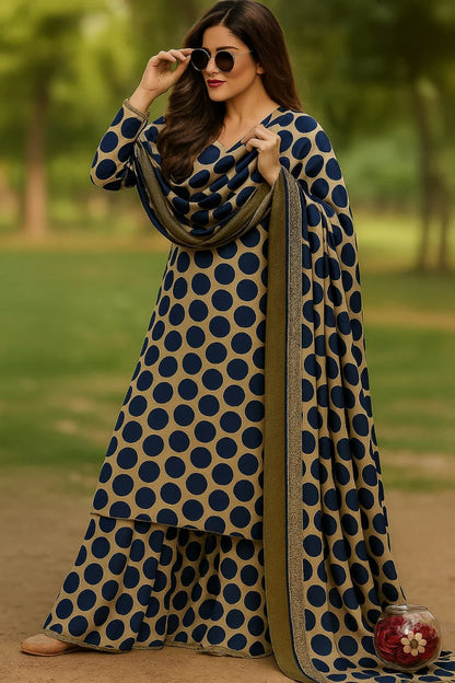 3 PIECE - SHAMOZE SILK PRINTED SUIT (UNSTITCHED)  (Ajwa15116)