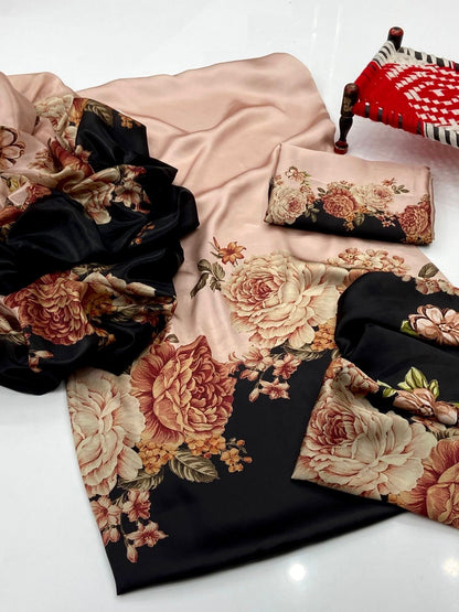 3 PIECE - SHAMOZE SILK SUIT. (UNSTITCHED)  (Ajwa15133)