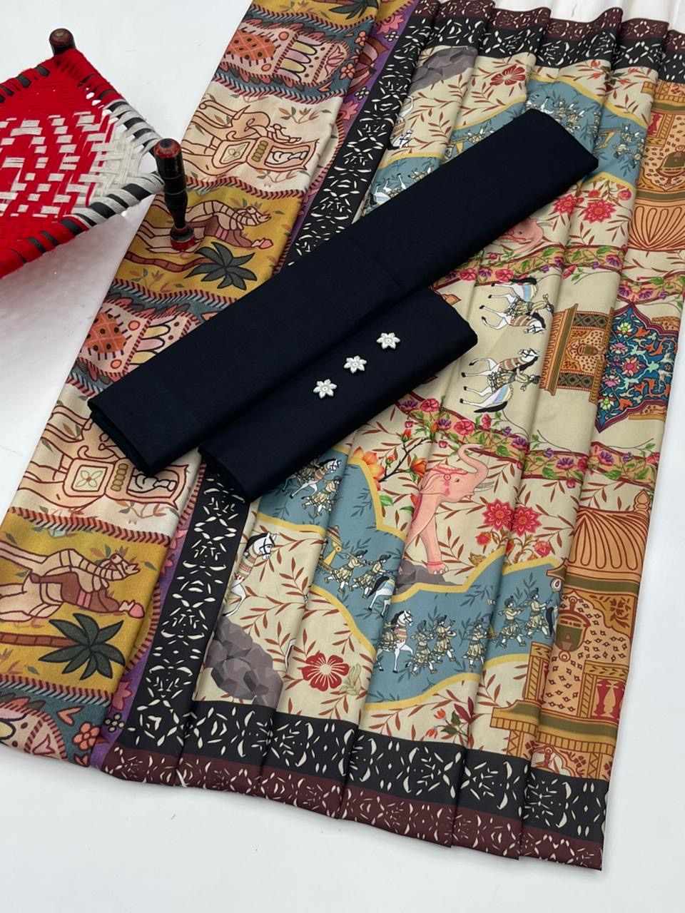 3 PIECE - SWISS LAWN PRINTED SHAWL SUIT.