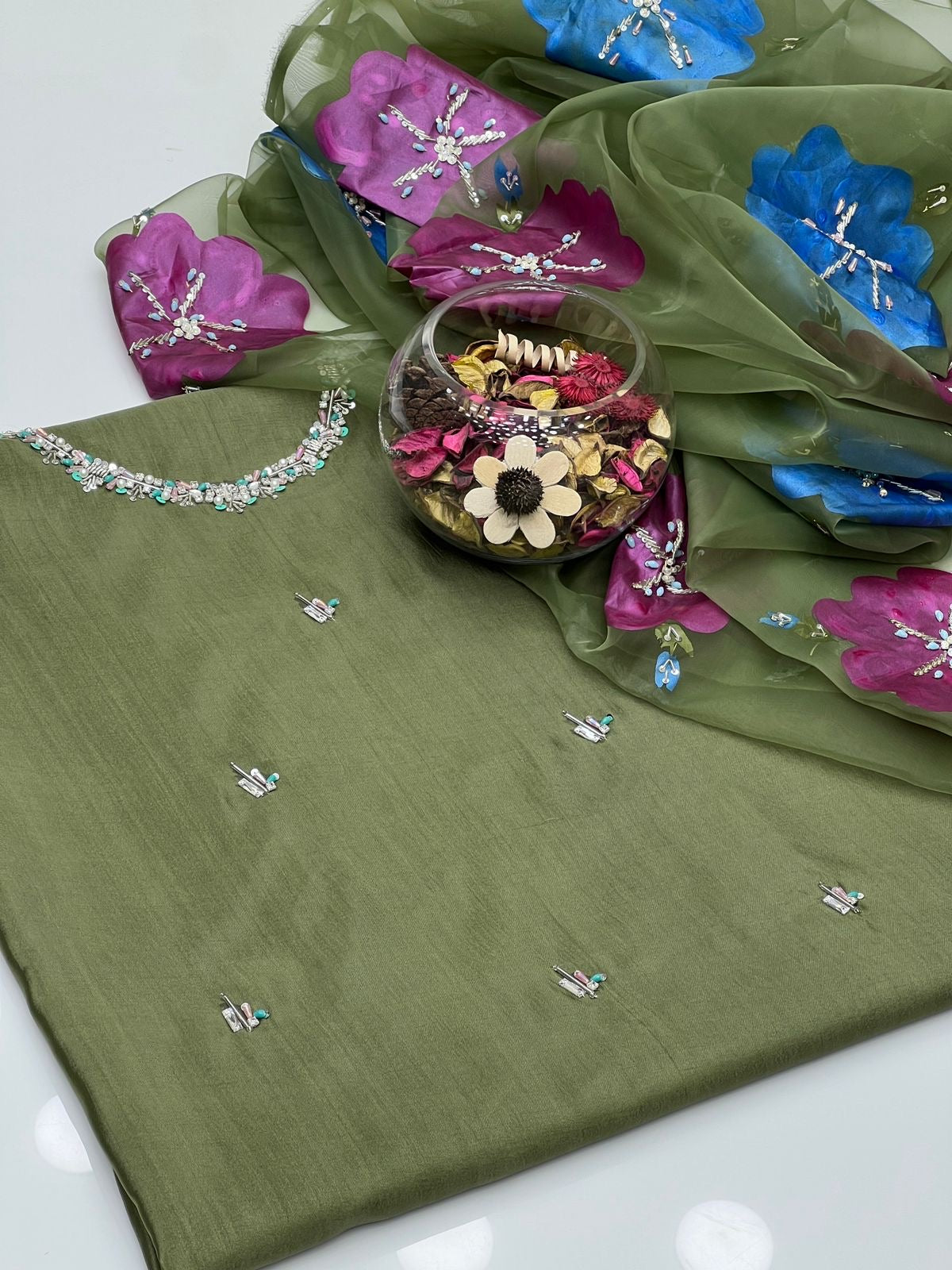 Ajwa’s Trending Kataan silk 3pc dress