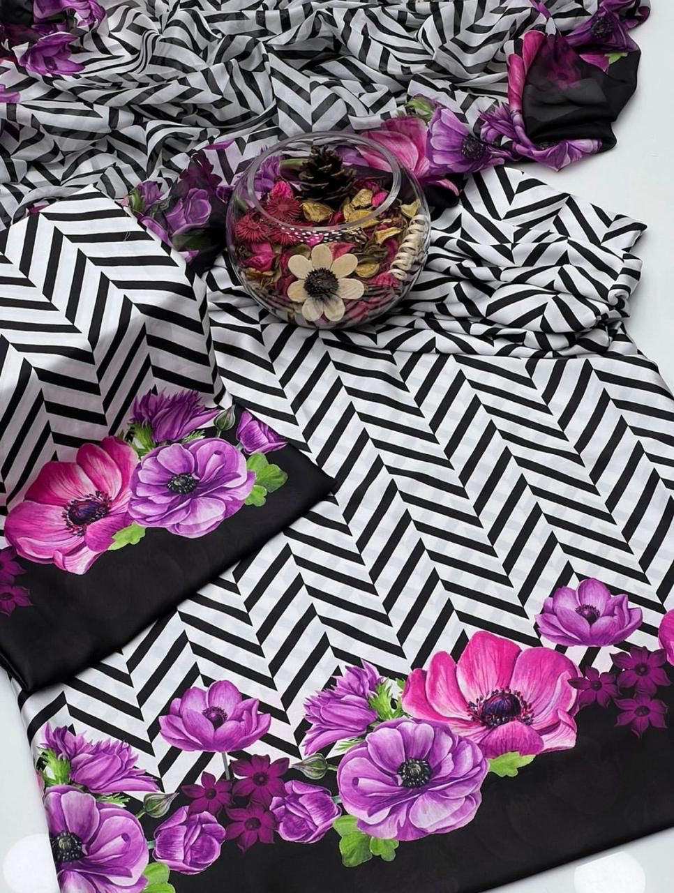 3 PIECE -SHAMOZ SILK SUIT            (digital print)