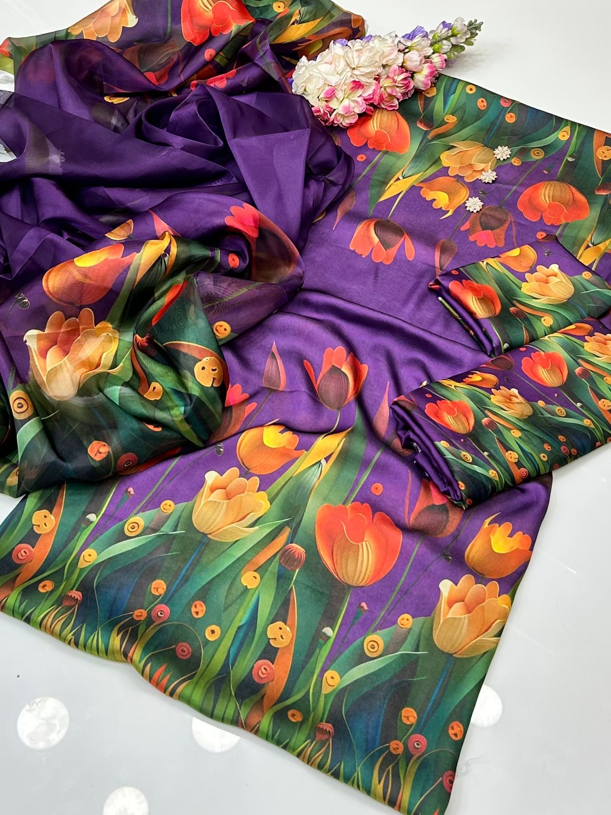 3 PIECE - SHAMOZE SILK FLORAL PRINT SUIT.