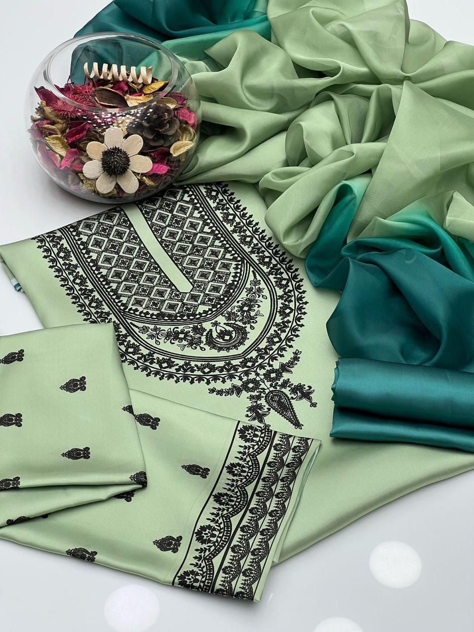 3 PIECE — Shamoze silk Digital print SUIT