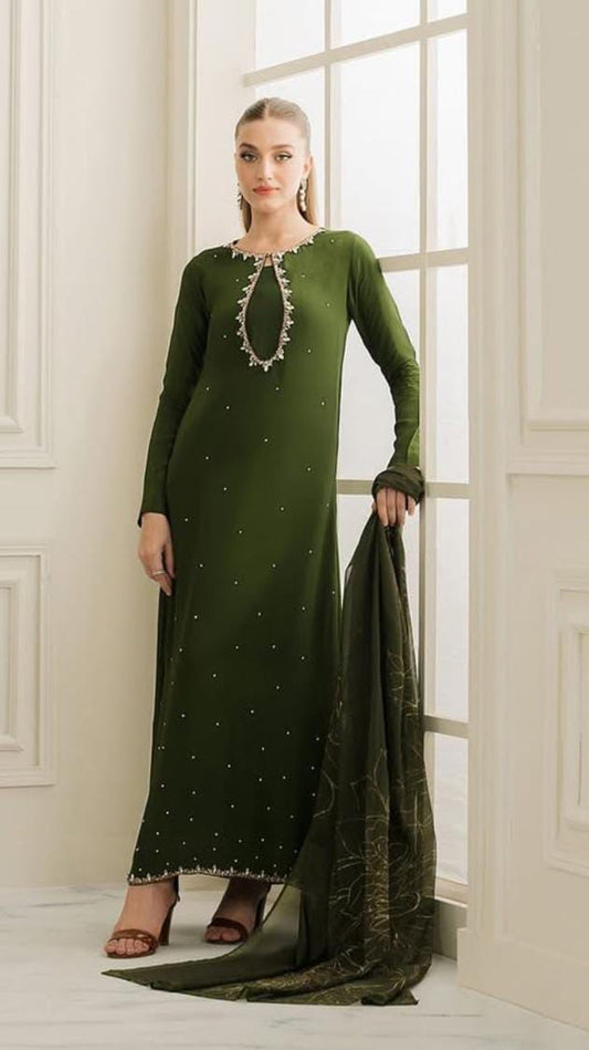 Lulusur shamoz silk 3pc dress (Ajwa15155)