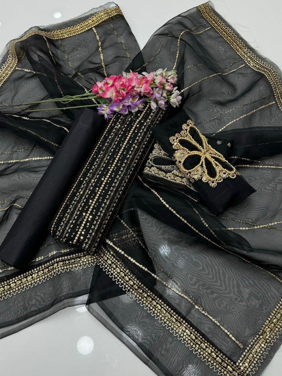 3 PIECE — BAREEZE THREAD EMBRIODERY SUIT