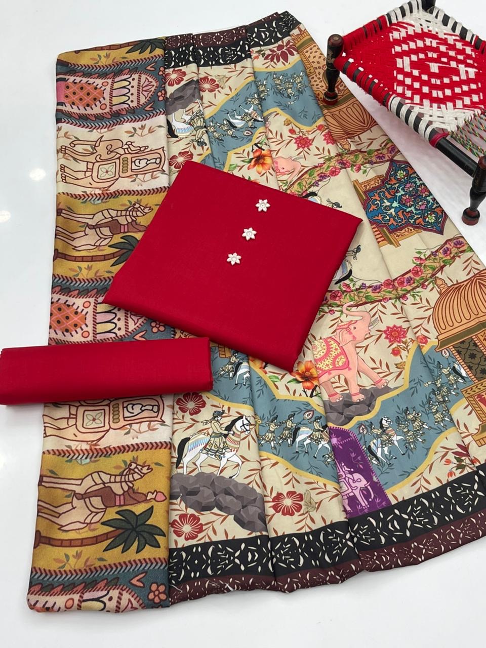 3 PIECE - SWISS LAWN PRINTED SHAWL SUIT.