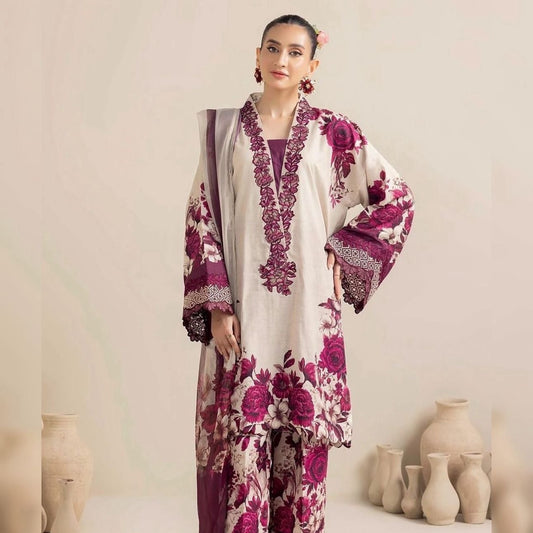 3 PIECE- SHAMOZE SILK SUIT.