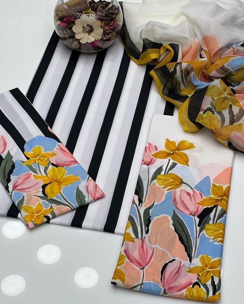 3 PIECE - HANIA AMIR SHAMOZE SILK SUIT.