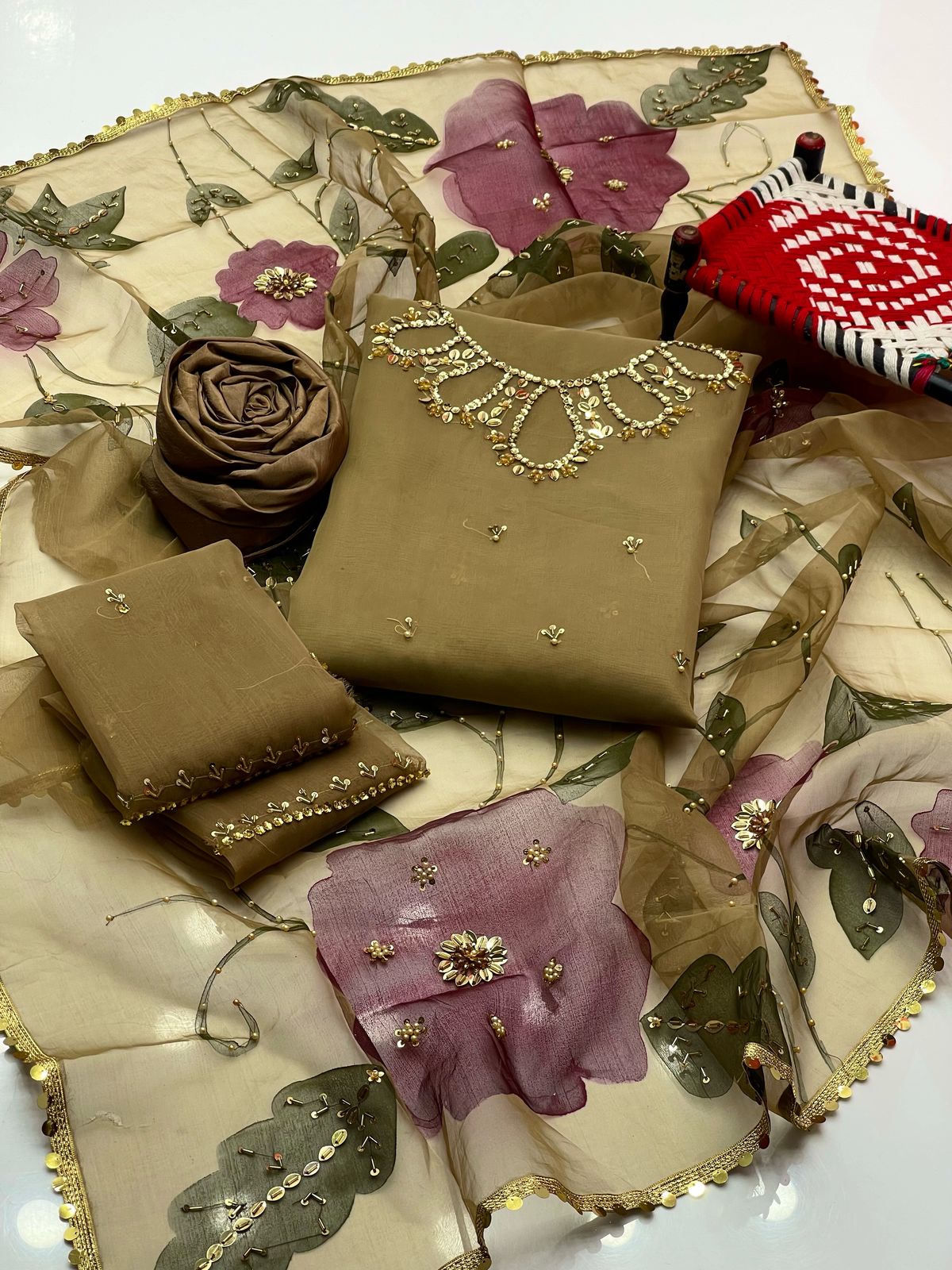 Organza Bursh Paint 3pc Dress 👗