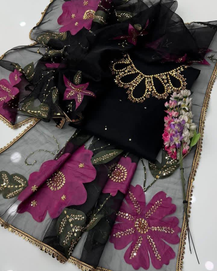 Organza Bursh Paint 3pc Dress 👗