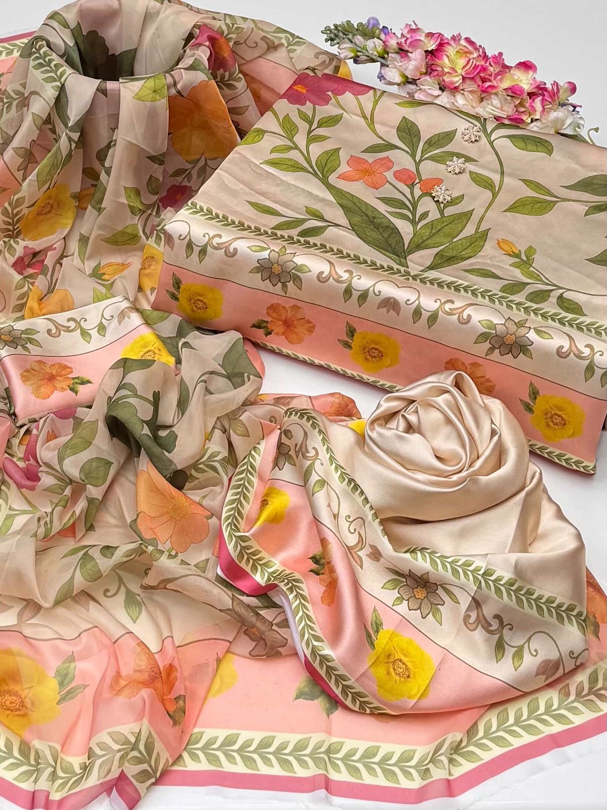 Digital print shamoz silk 3pc dress