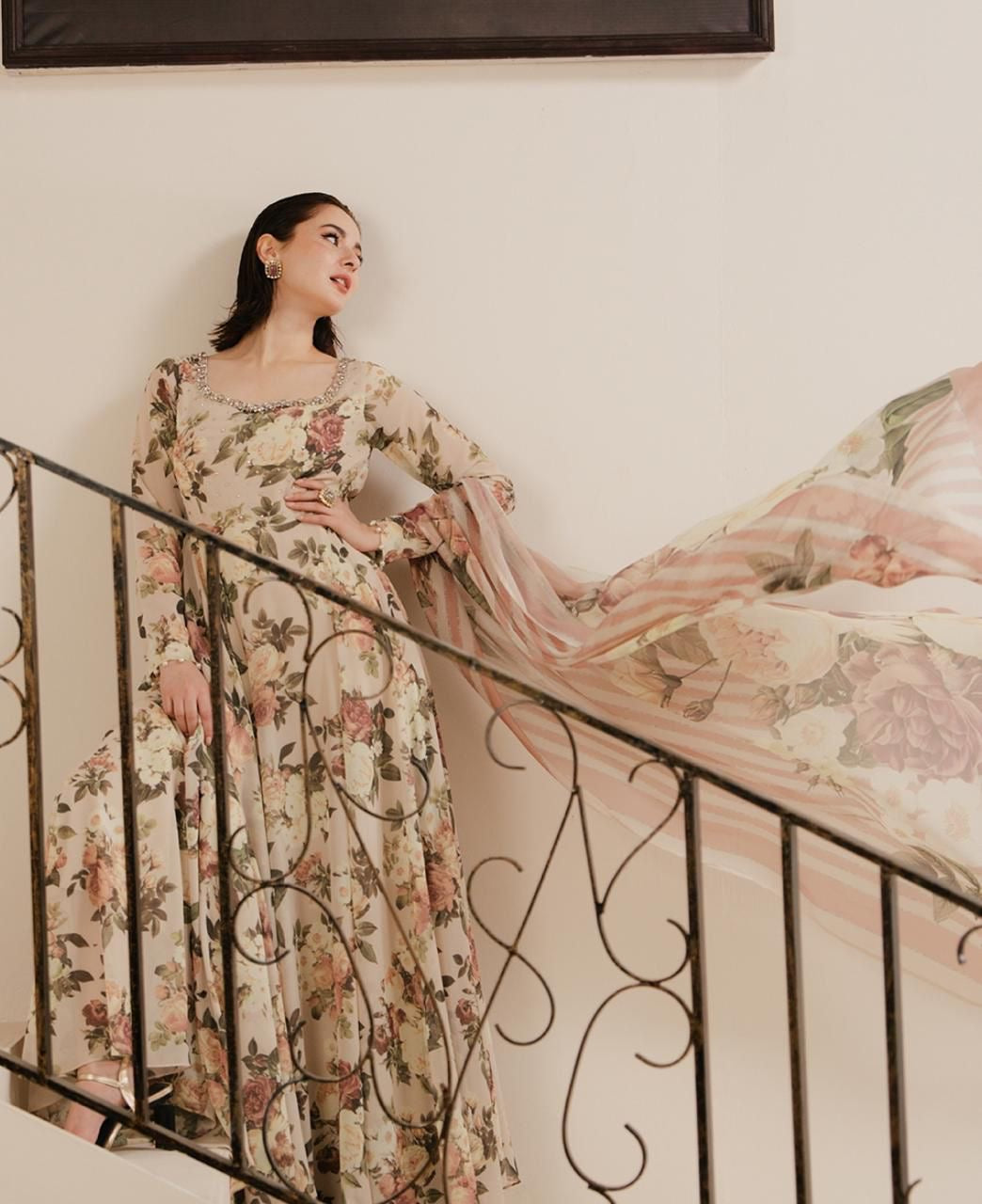 3 PIECE - SHAMOZE SILK PRINT UNSTITCHED SUIT.