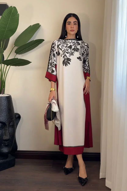 3 PIECE - SHAMOZE SILK FLORAL PRINT SUIT (UNSTITCHED)  (Ajwa15113)