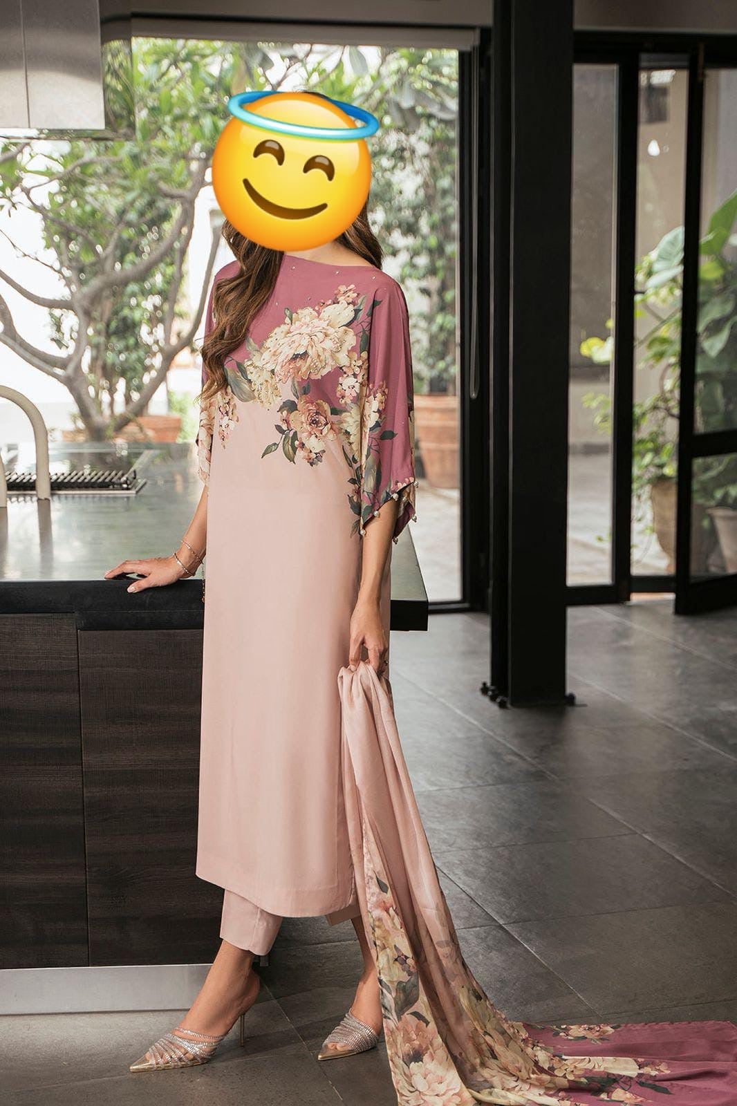 3 PIECE- SHAMOZ SILK SUIT              (Digital print)