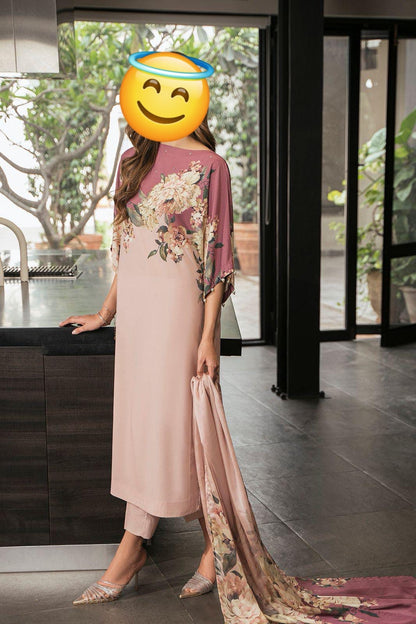 3 PIECE- SHAMOZ SILK SUIT              (Digital print) (Ajwa15151)