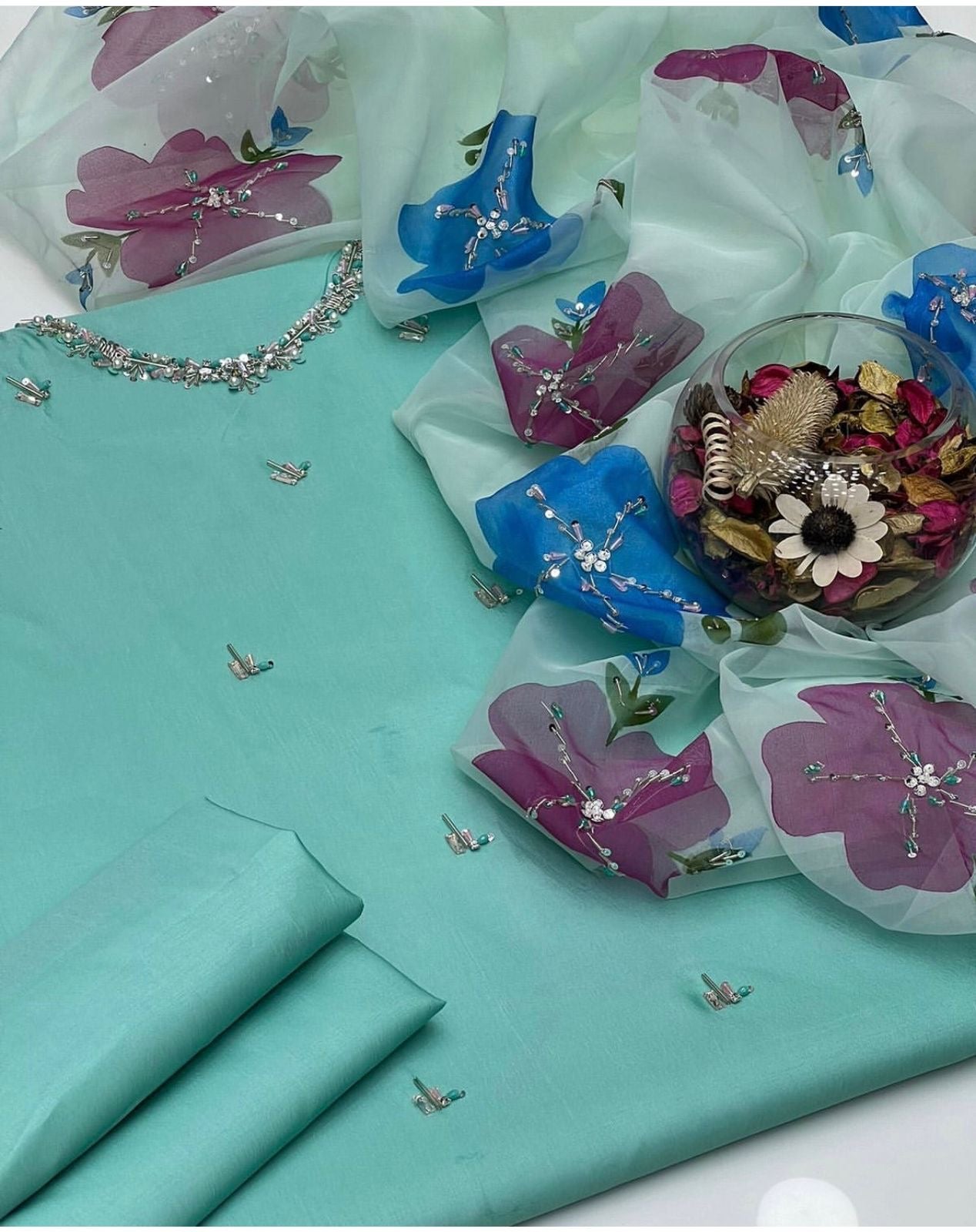 Ajwa’s Trending Kataan silk 3pc dress