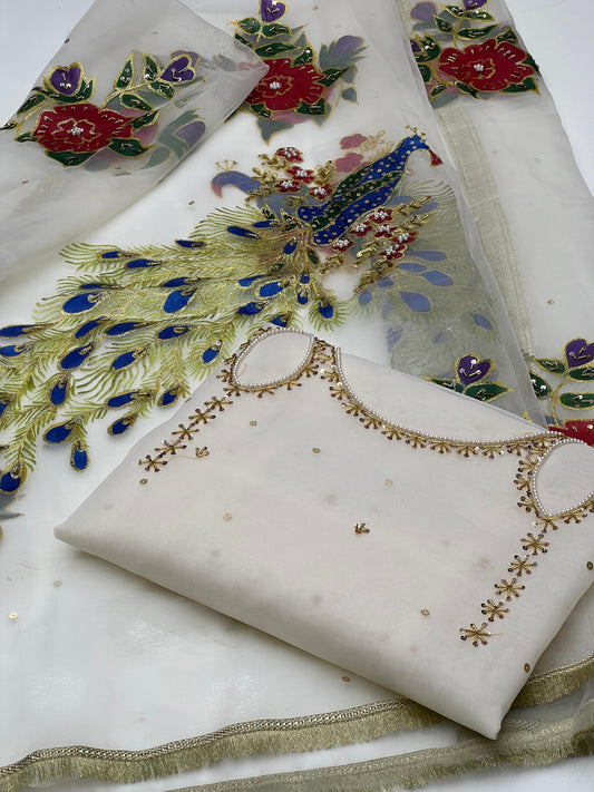 Party Wear Peacock Style 3pc Dress 👗