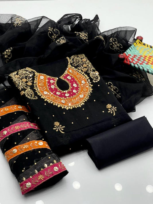 Hand Made Aari zari beeds work 3pc Dress 👗 (Ajwa15170)