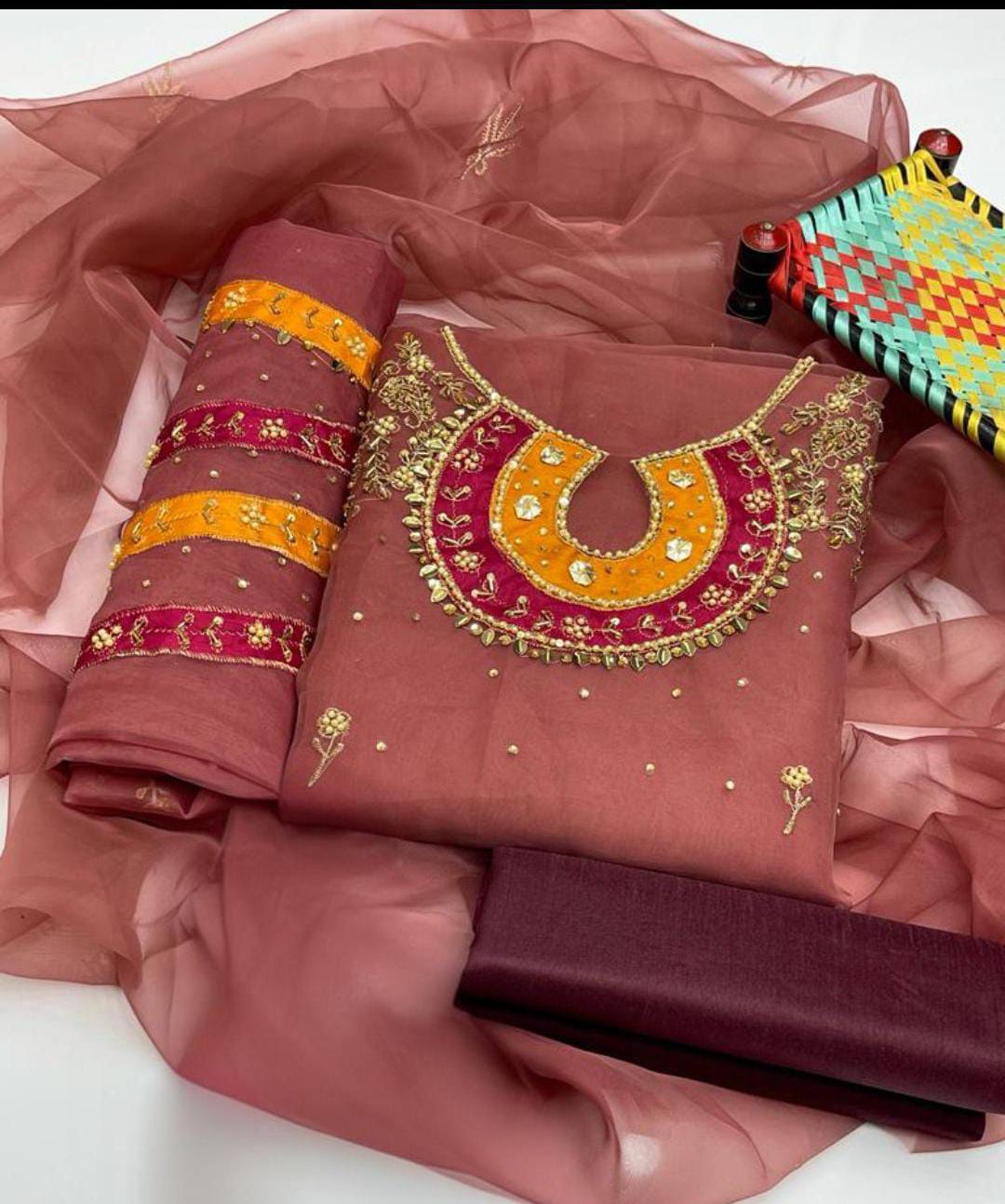 Hand Made Aari zari beeds work 3pc Dress 👗