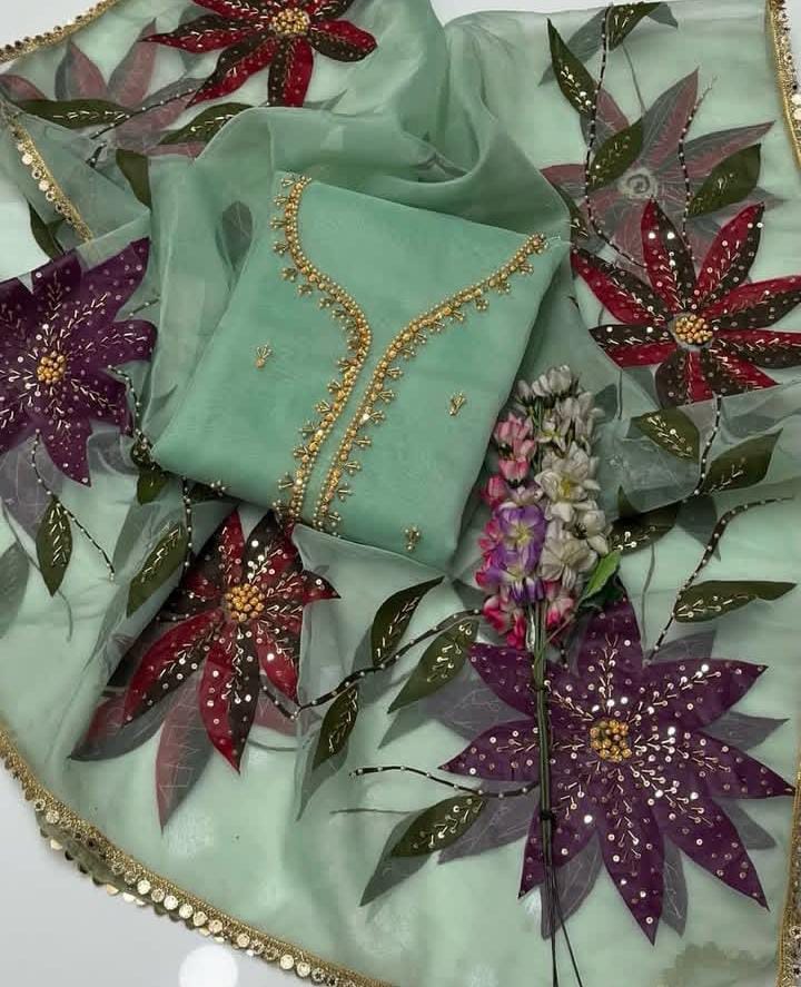 3 piece beautiful & Stunning handwork Stones And beads work