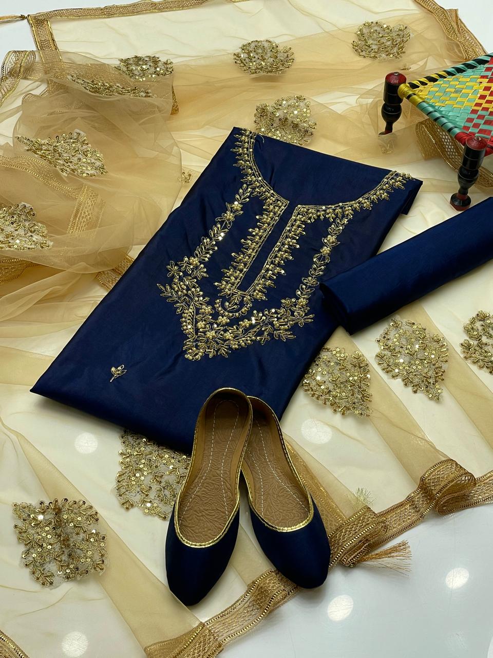 fancy 4 piece kattan silk beautiful Ari work