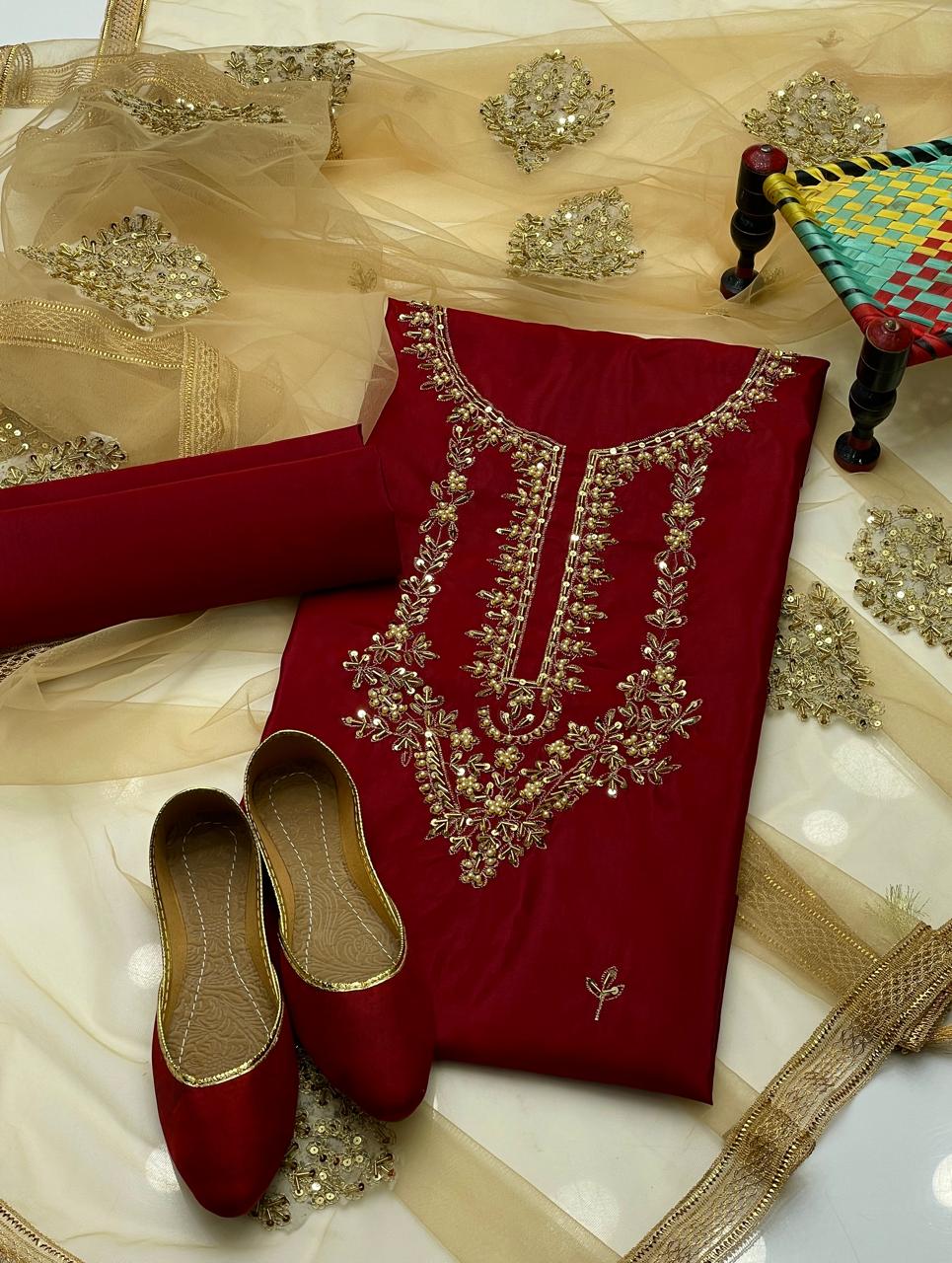 fancy 4 piece kattan silk beautiful Ari work