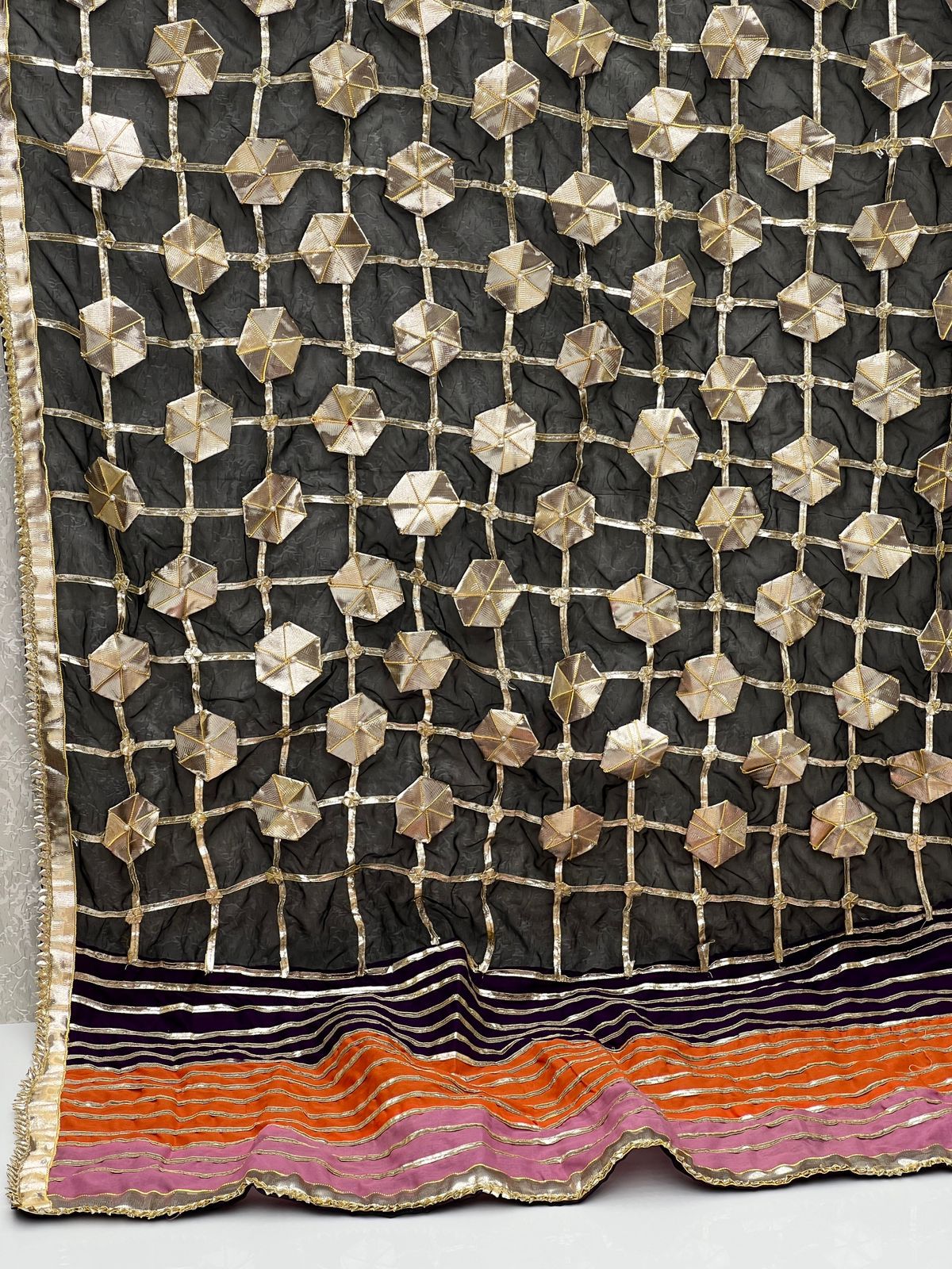 Handmade Gotta Dupatta On Organza Fabric With Silk Border