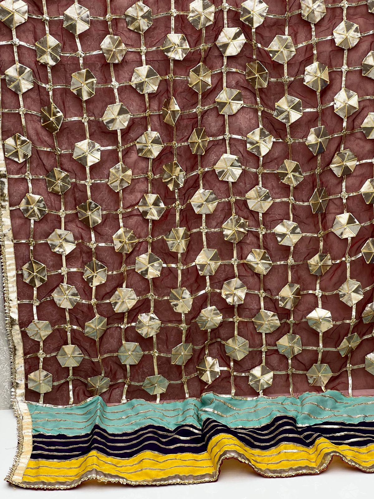 Handmade Gotta Dupatta On Organza Fabric With Silk Border