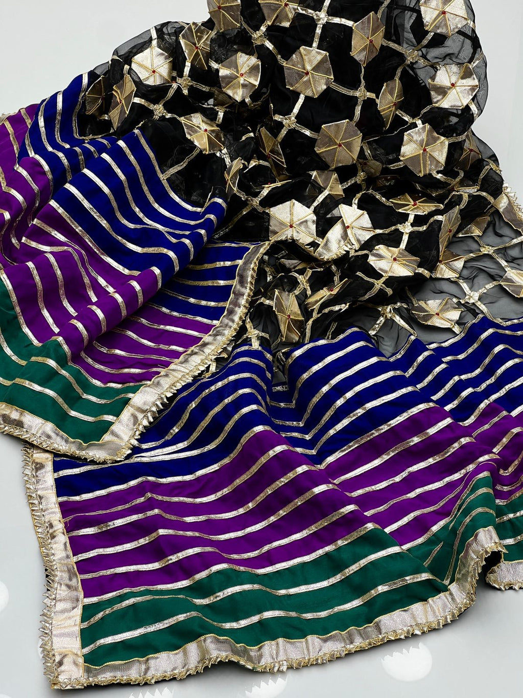 Handmade Gotta Dupatta On Organza Fabric With Silk Border