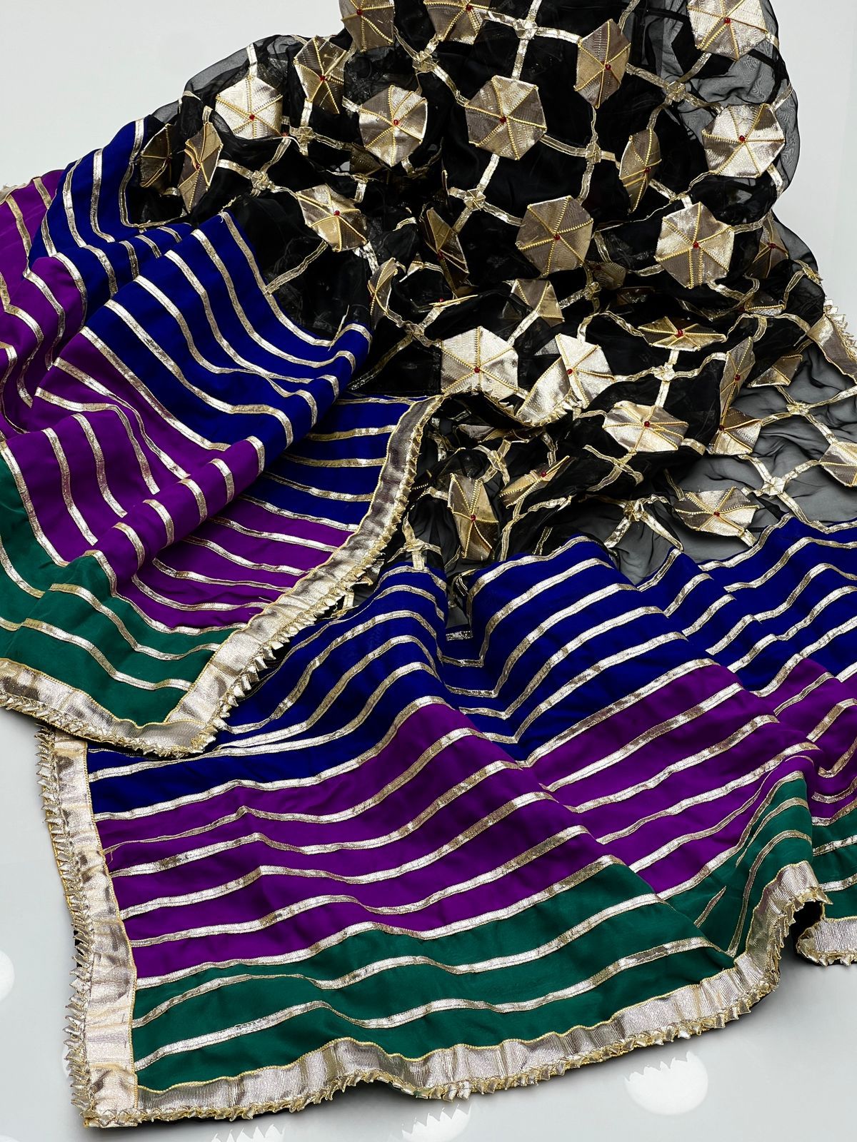 Handmade Gotta Dupatta On Organza Fabric With Silk Border