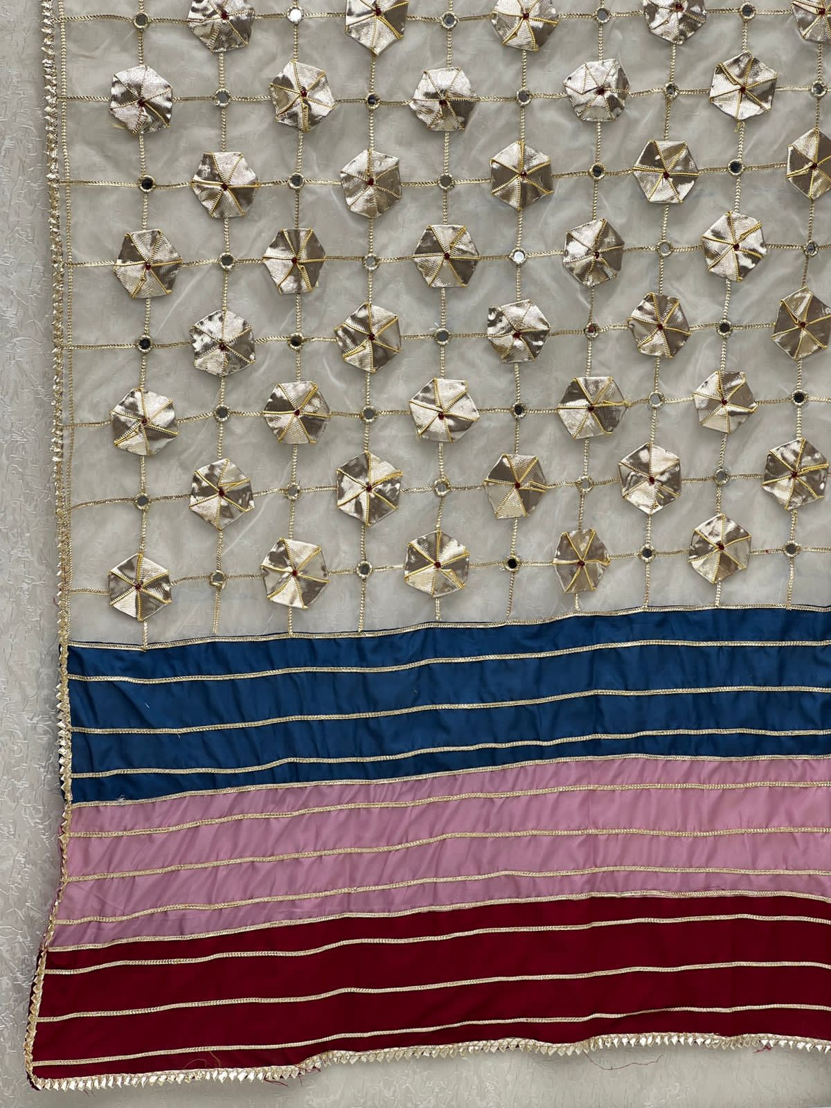 Handmade Gotta Dupatta On Organza Fabric With Silk Border