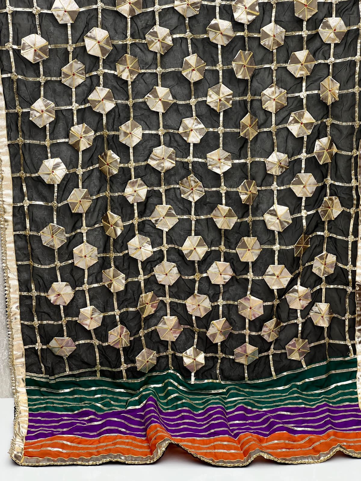 Handmade Gotta Dupatta On Organza Fabric With Silk Border