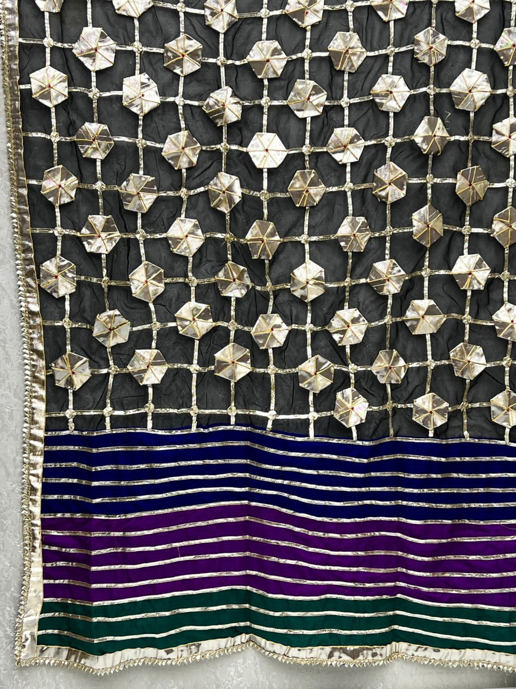 Handmade Gotta Dupatta On Organza Fabric With Silk Border