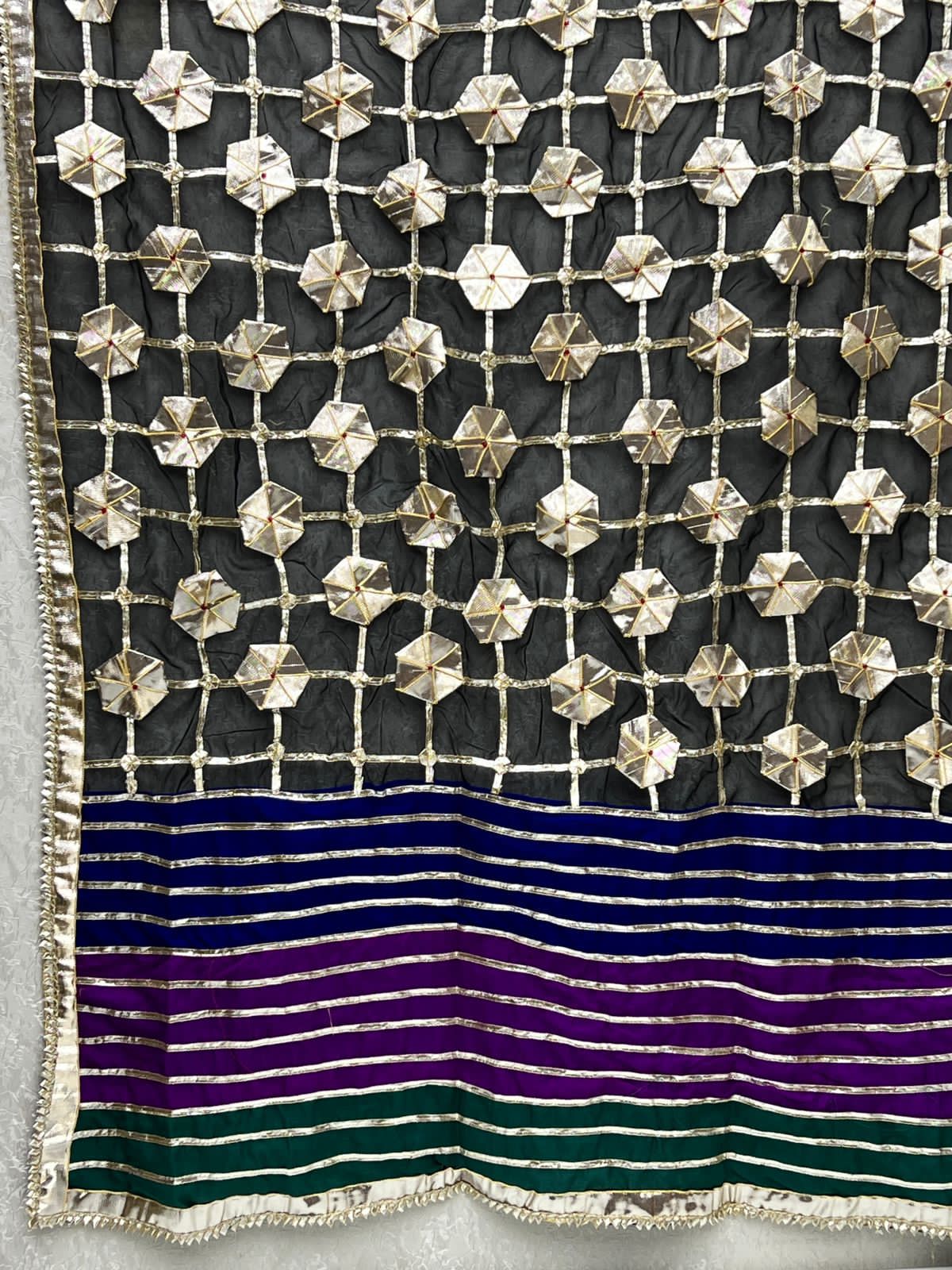 Handmade Gotta Dupatta On Organza Fabric With Silk Border